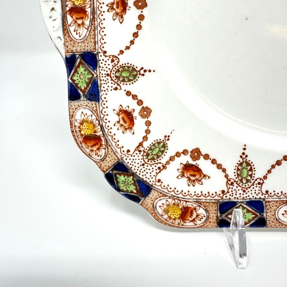Vintage Gladstone China Imari Floral Square Plate 9 Inch England - Picture 5 of 12